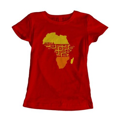 Fashion Africa Print Red Cotton Ladies-fit T-shirt