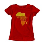 Fashion Africa Print Red Cotton Ladies-fit T-shirt